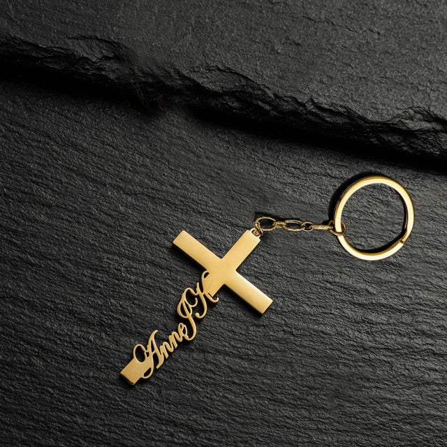 Customized Personalized Name Pendant Keychain Custom Lovers Name Text Key Chain Stainless Steel Jewelry for Women Men Keyring - NATASHAHS