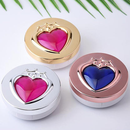 Luxury Contact Lens Box Heart With Mirror Travel Portable Case Storage Container For Women Girls - NATASHAHS