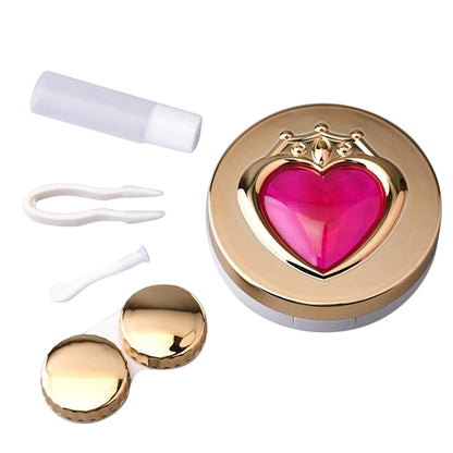 Luxury Contact Lens Box Heart With Mirror Travel Portable Case Storage Container For Women Girls - NATASHAHS