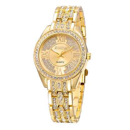 Gold Watches Women Top Brand Luxury Stainless Steel Rhinestone Casual Quartz Watch Montre Femme de Marque Luxe Original - NATASHAHS