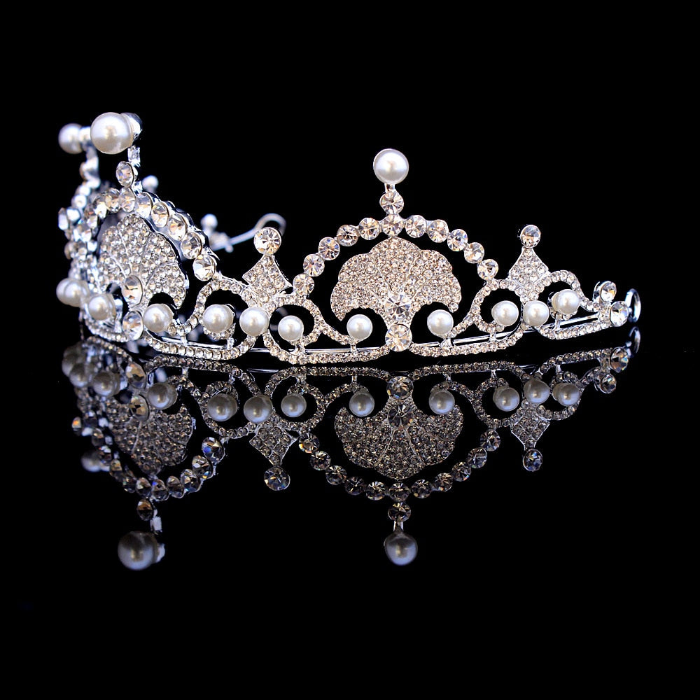 Kate& William Royal Rhinestone Crystal Wedding Hair Crown Tiara Hair Jewelry Crown Wedding Pearl Hair Accessories Bride Hairband - NATASHAHS